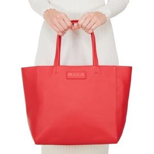 M.I.L.A Luxury Leather Tote Bag in red